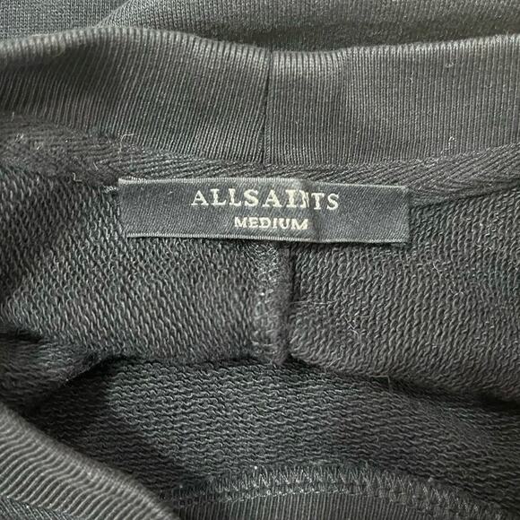 ALLSAINTS Yara Silver Grommet Laced Black Jersey Cotton Relaxed Sweatshirt med - Picture 10 of 11